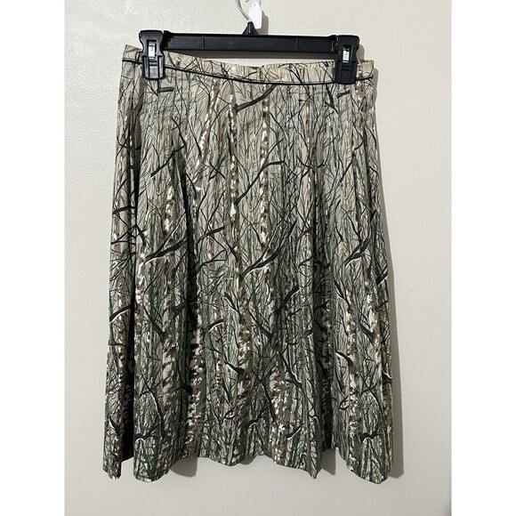 Hugo Boss Camo Woodsy Pleated Midi Skirt Women’s Sz 2 Vintage Nature - Picture 1 of 8